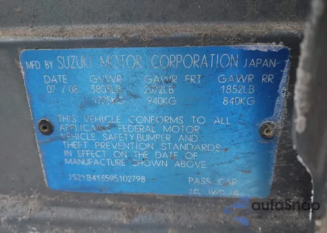 2009 Suzuki Sx4 Technology из США, поврежденный, VIN JS2YB413595102798